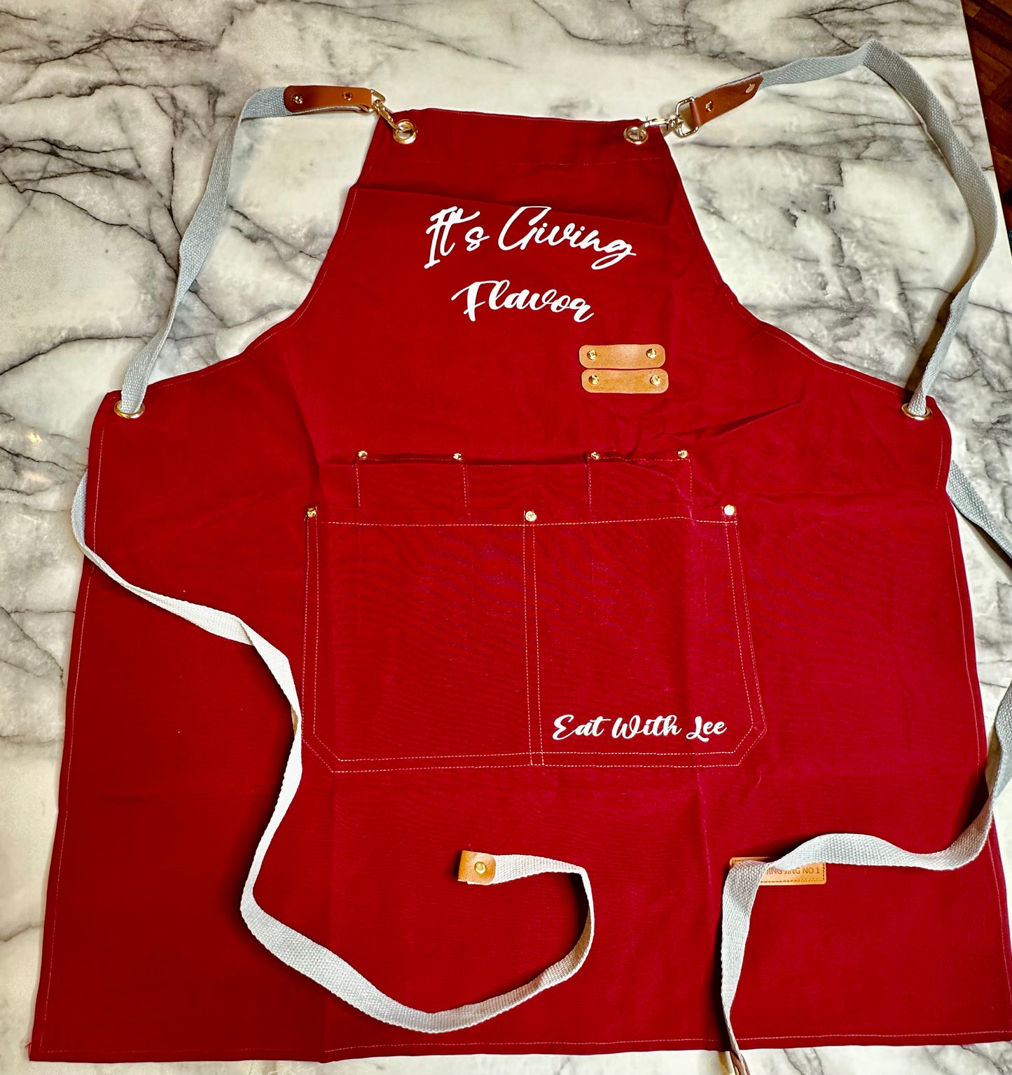 Red “It’s Giving Flavor” Apron
