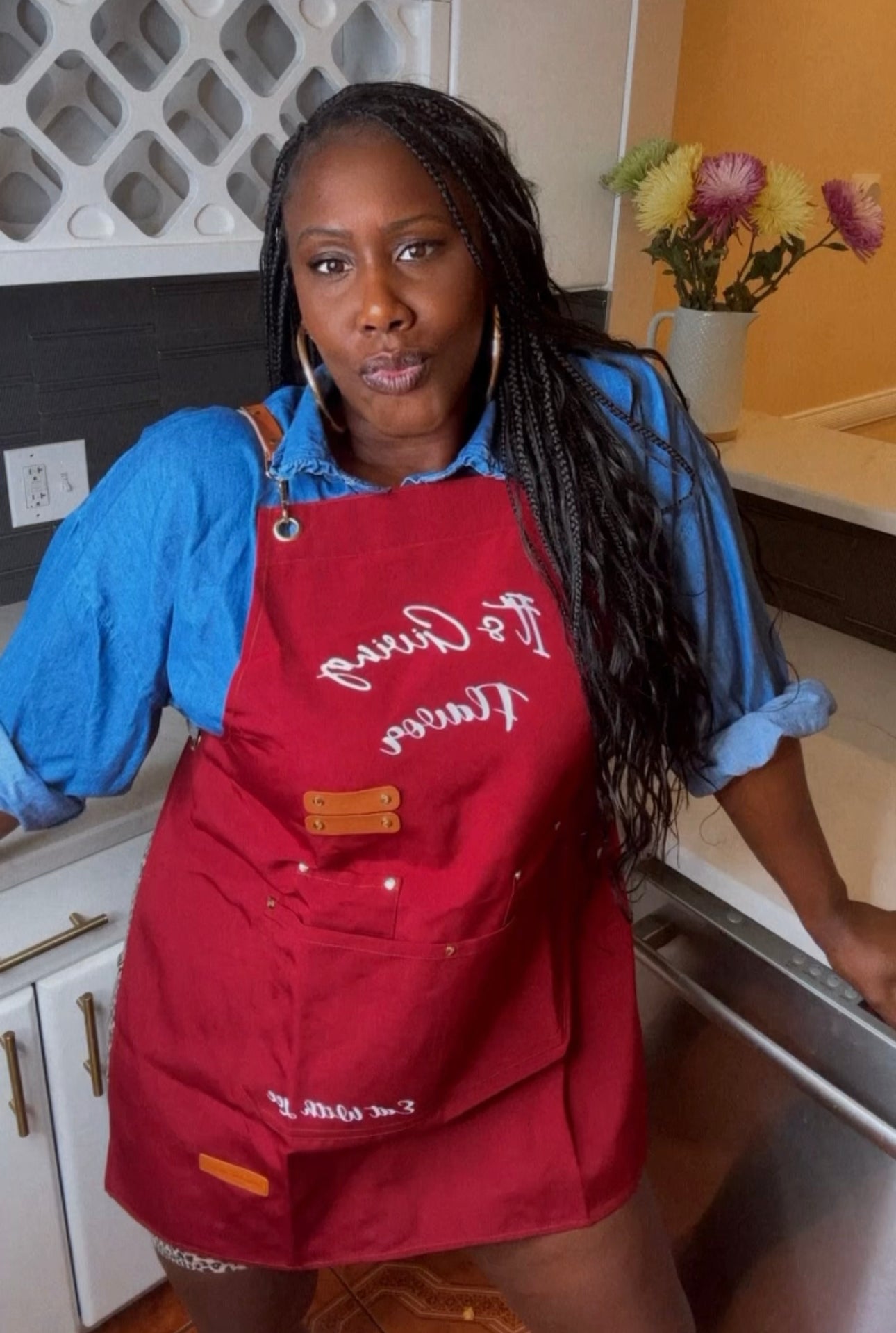 Red “It’s Giving Flavor” Apron